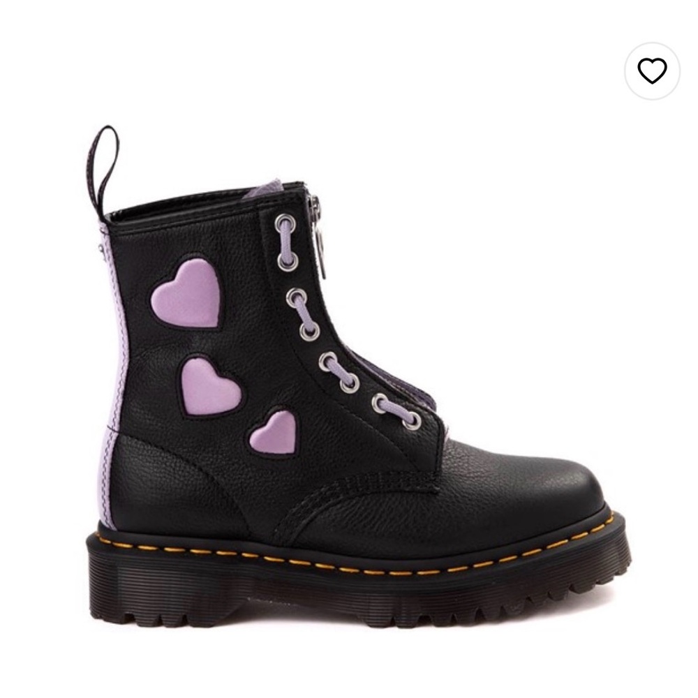 Dr. Martens 1460 Zip Heart Boots Black Lavender Lilac US 5 NWT
